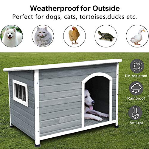 44" Wood Dog Houses Outdoor Insulated, Weatherproof Dog Houses Outside with Door Cute Wooden - Image 7
