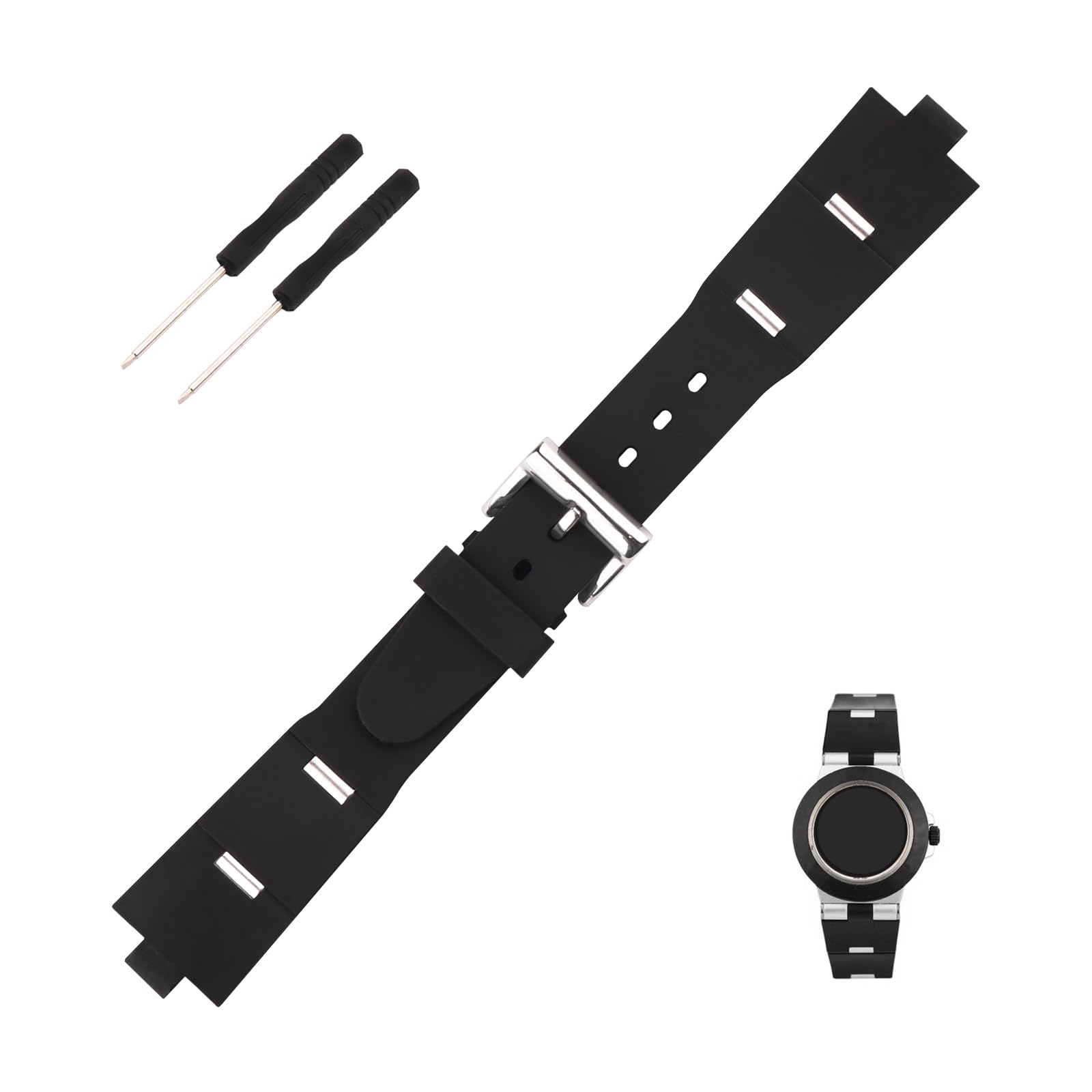 Topuly 22mm Rubber Watch Band replacement for DIAGONO series Convex 8mm Silicone Strap Wirstband accessories for Men and Women(Black)