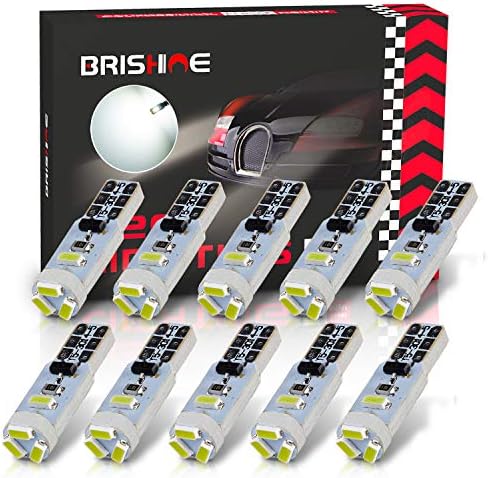 10X T5 LED Bulbs Xenon White Canbus Error Free 3014 Chipsets Wedge 74 2721 37 PC74 LED Bulbs for Car Interior Gauge Cluster Dashboard Instrument Panel Indicators Speedo AC Lights
