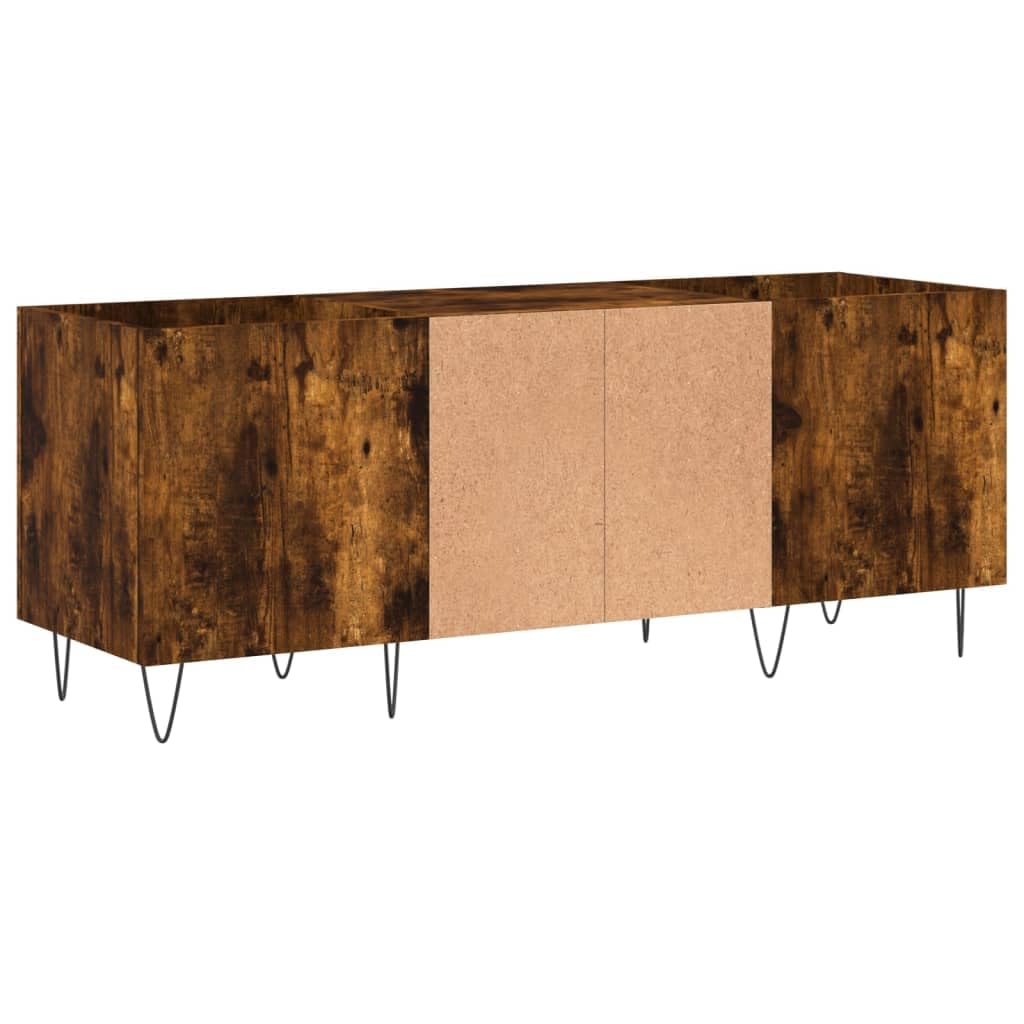 ADWOA Mobile Porta Dischi Rovere Fumo 121x38x48 cm Legno Multistrato,Supporto per Giradischi,Supporto per Giradischi in Legno, Supporto per Giradischi con Spazio di archiviazione
