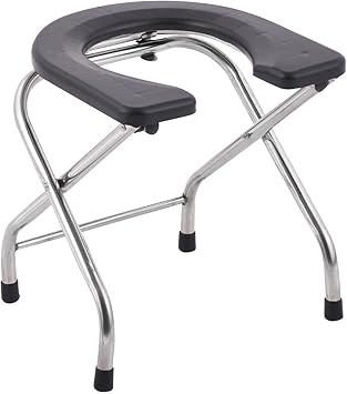 Toilet Safety Rail, Seniors Folding Toilet Seat, Folding Portable Versatile Toilet Chair Seniors Squatting Toilet Stool Chair Also for Patients, People with Limited Mobility, Height 40cm