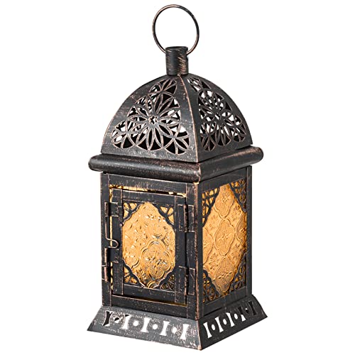 DECORKEY Vintage Large Size Decorative Christmas Candle Lantern, Moroccan Style Hanging Lantern, Metal Tabletop Lantern Decor, Christmas Candle Holders for Outdoor Patio (Amber) DECORKEY Vintage Large Size Decorative Christmas Candle Lantern, Moroccan Style Hanging Lantern, Metal Tabletop Lantern Decor, Christmas Candle Holders for Outdoor Patio (Amber)