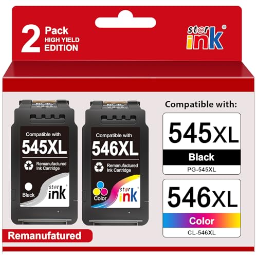PG-545/CL-546 XL Kompatibel für Canon Druckerpatronen 545 546 XL Multipack für Canon pixma mx495 ts3350 patronen für Canon tr4550 TS3450 TS3351 MG3050 TR4650 Schwarz Farbe 2er-Pack