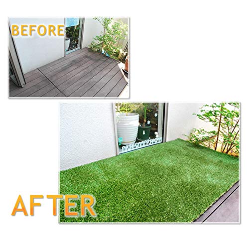 Fas Home Artificial Grass Turf 4FTX7FT(28 Square FT),0.8" Pile Height Realistic Synthetic Grass, Drainage Holes Indoor Outdoor Faux Grass Astro Rug Carpet for Pet Dog Garden Backyard Balcony by Fas Home - Image 6