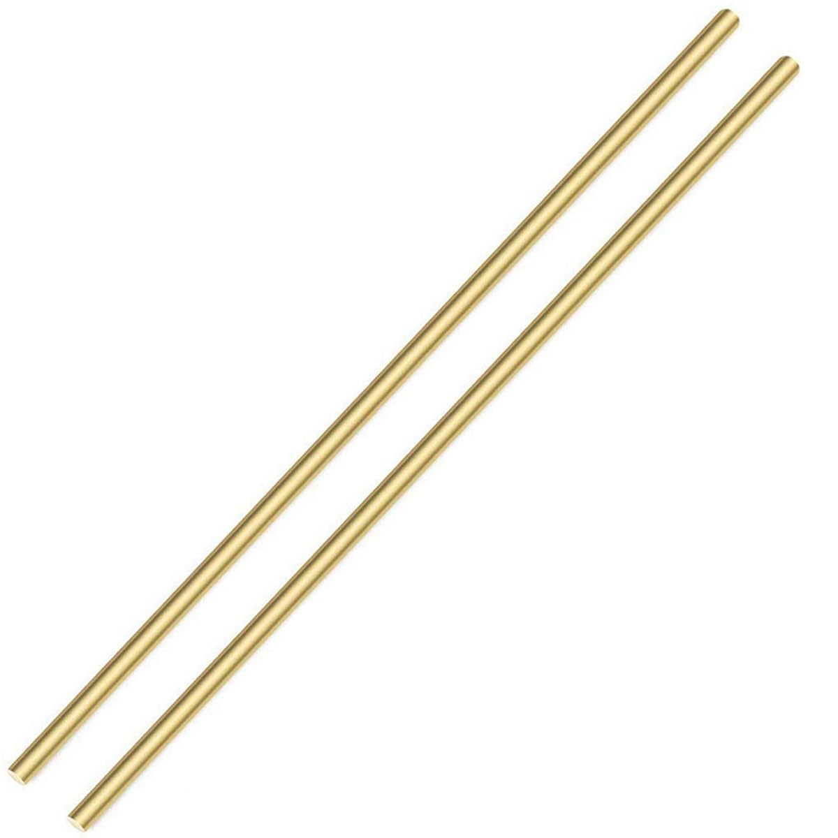 2PCS 6mm Brass Rod, Metal Solid Round Brass Rod Pin Lathe Bar Stock for RC Model Airplane Helicopter DIY Craft - 300mm Length