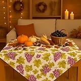 KAMACA Rustikale Tischdecke 85x85 cm Quadratische Dekotischdecke mit Weintrauben-Motiv, herbstliche Tischwäsche für Esszimmer, Wohnzimmer & Garten, pflegeleicht & langlebig (Wein)