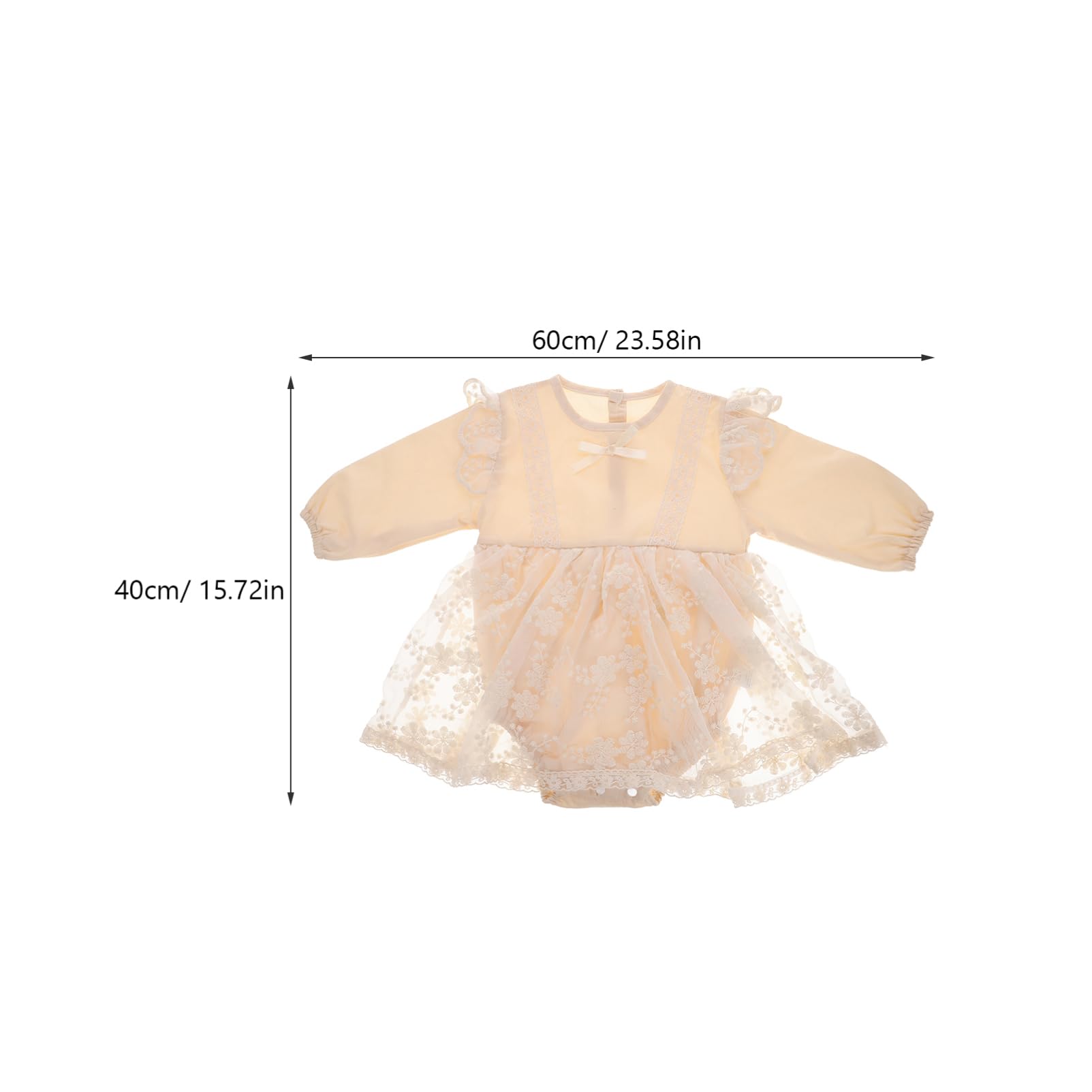 Totority Newborn Dress Baby Girl Baptism Outfit Soft Cotton Lace Jumpsuit Long Sleeve Headband Infants Fall Outfit