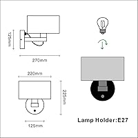 Vista 7 de Lámpara de noche montada en la pared, aplique de pared cableado con interruptor, lámparas de pared para dormitorio con pantalla de tela, lámpara