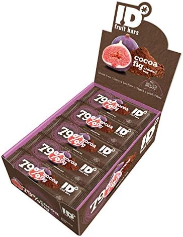 I.D. Cocoa and Fig Bar with Almond Display Box 24 bars X 35 g, All Natural - HIGH in Fibre - Vegan - Gluten Free