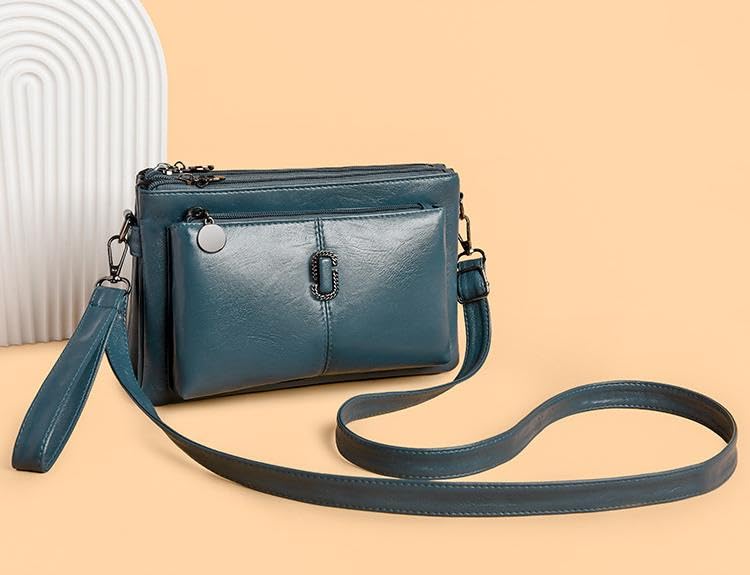 Blaciokamith Large Capacity Bag Crossbody Bag Vintage Multi Pockets Soft Leather Bag for Women4