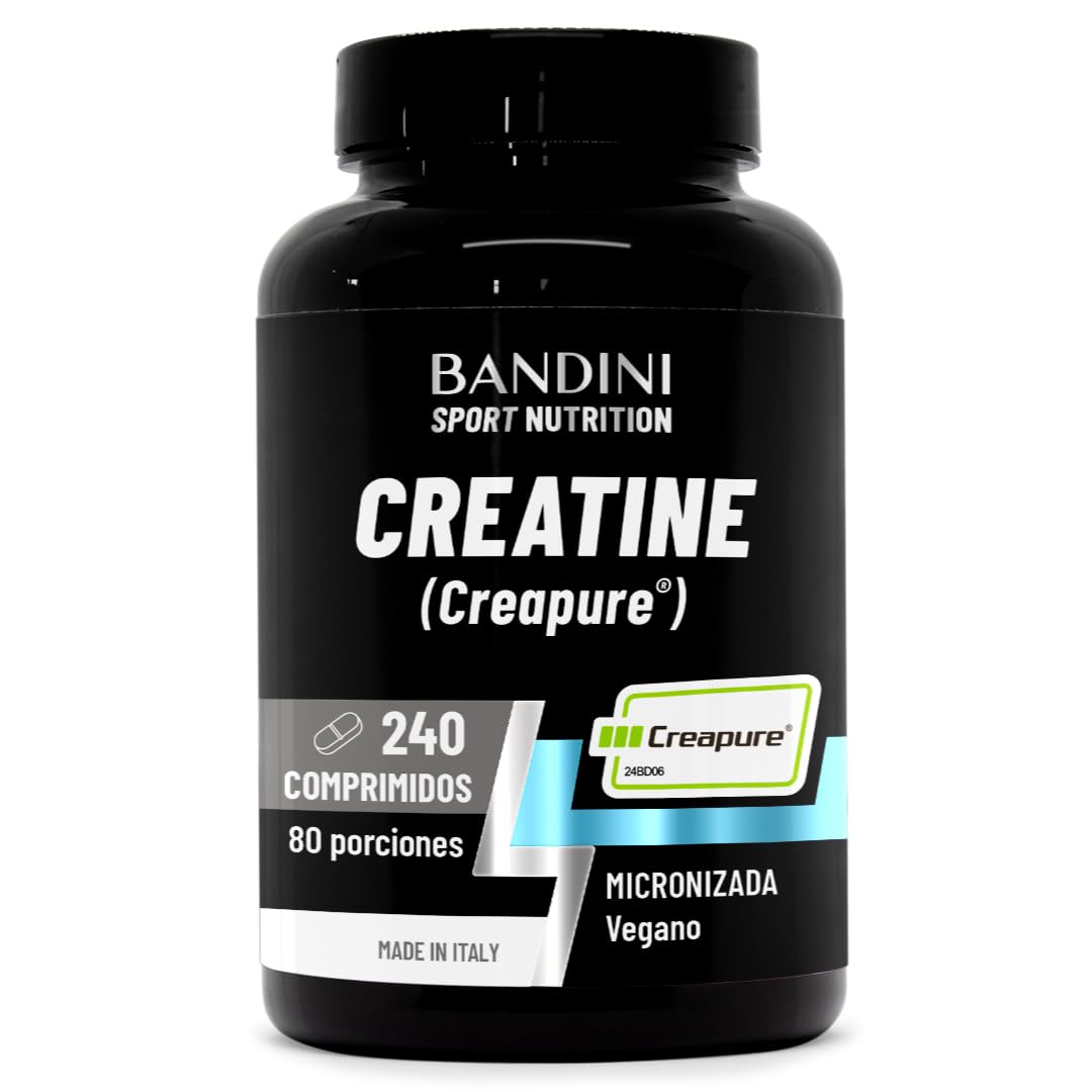 Bandini® Creatine CREAPURE® Monohidrato 240 Comprimidos - Suplemento para Entrenamiento, Deporte, Gimnasio y Pre-Entrenamiento - 100% Vegano - A Base de Monohidrato de Creatina para ATP y Recuperación