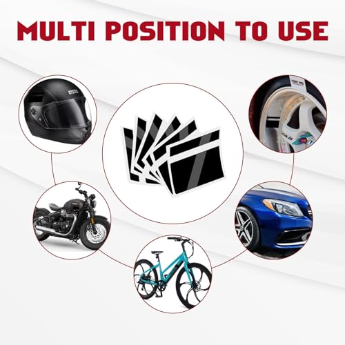Image of x xotic tech Auto Universal Racing Style 4Pcs Front Hood Fender Double Hash Stripe Stickers + 6Pcs Reflective Wheel Tire Rim Safety Warning Decals Decoration Accessories Set (Black)