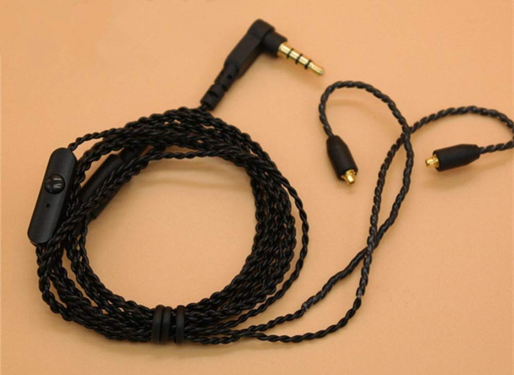 YunYiYi Upgrade Replacement Earphone Audio Cable Cord Wire with Mic for Shure SE 215 425 535 846 Special Edition (SE535LTD) Logitech UE900 Ultrazone IQ Sony XBA-H3 XBA-H2 HA-FX850 Headphones (Black)