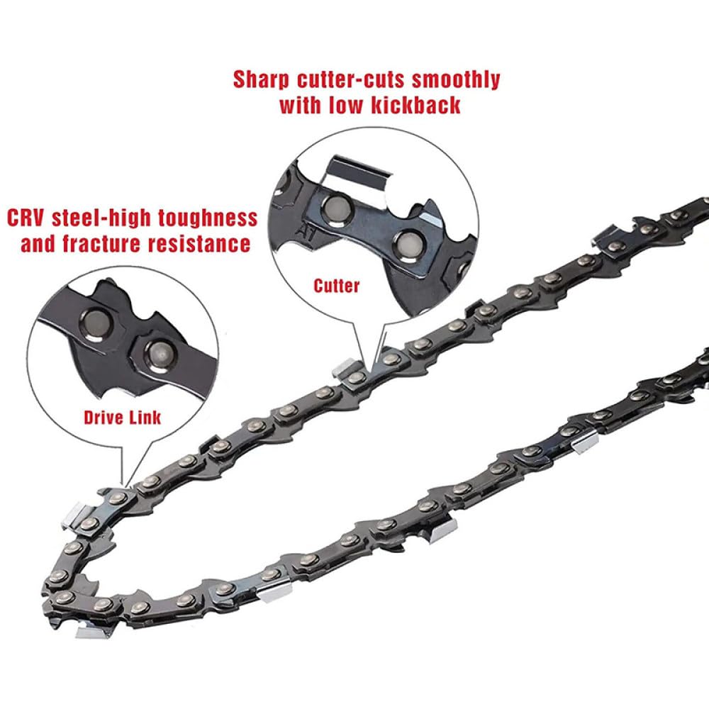 Mini motosierra de 8 pulgadas 1/4quot; Cadenas semicincel de paso 48 eslabones impulsores .043quot; Cadenas de calibre, piezas de corte de madera para sierra eléctrica, cadena 3x