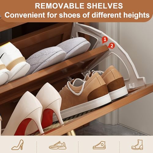 Banc à chaussures gain de place avec coussin et étagère réglable - 5