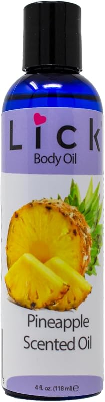 LICK Pineapple Tropical Scented Body Oil for Daily Hydration – Lightweight Non-Greasy Formula with Almond Oil & Vitamin E – 4 oz