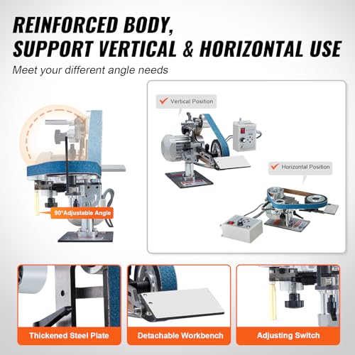 Image of VEVOR Belt Grinder Sander, 30 x 1-Inch Variable Speed Belt Polisher with VFD, 550W Polishing Grinding Machine with 2 Grinding Moulds & 3PCS Sanding Belts for Metalworking, Knife Making