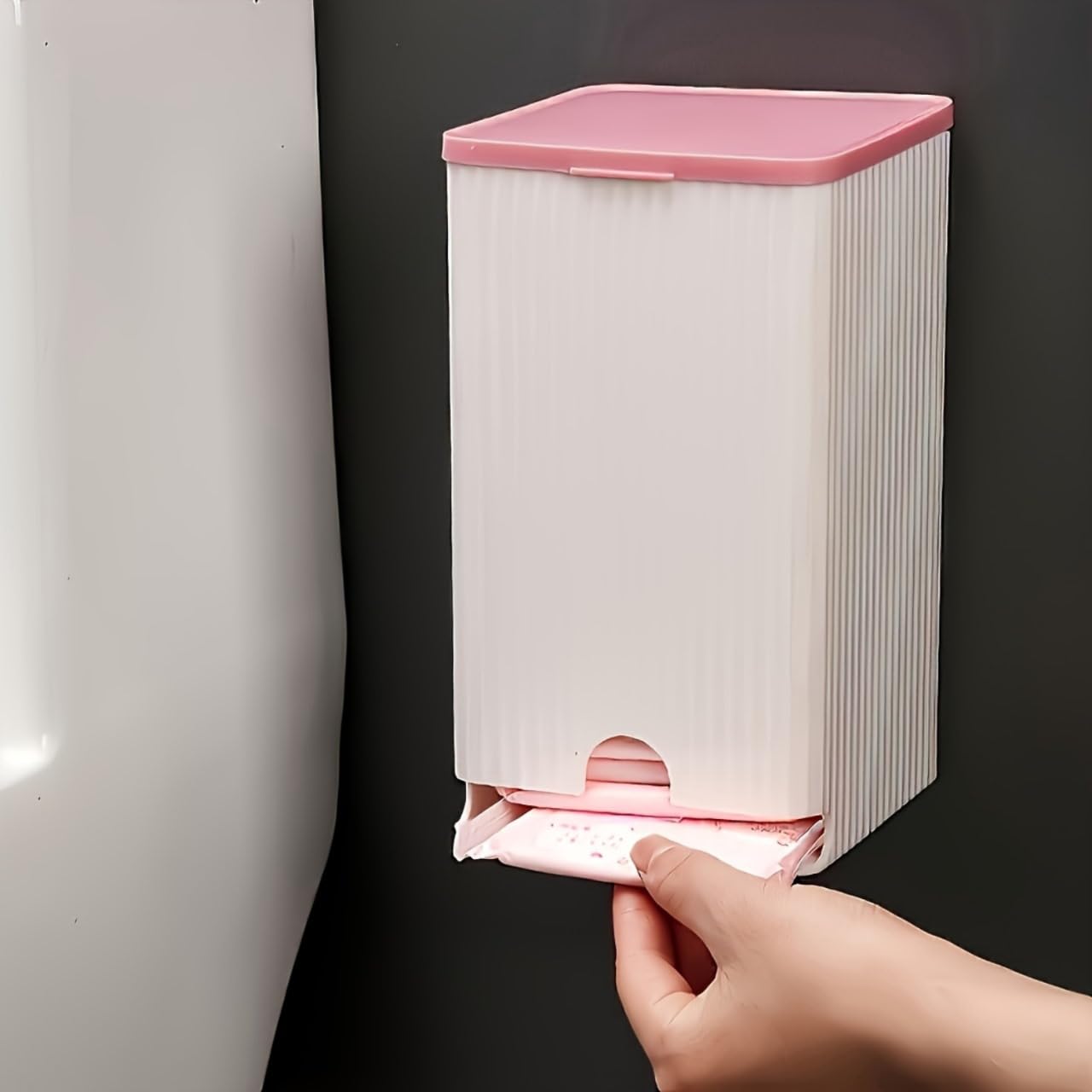 Aannie Wall Mounted Pad Holder, Towel Holder - Bathroom Towel Dispenser, Dustproof Waterproof Sanitary Pads Wall Holder Bathroom Sanitary Pads Bathroom Organizer, Bathroom Accessories (1) 2