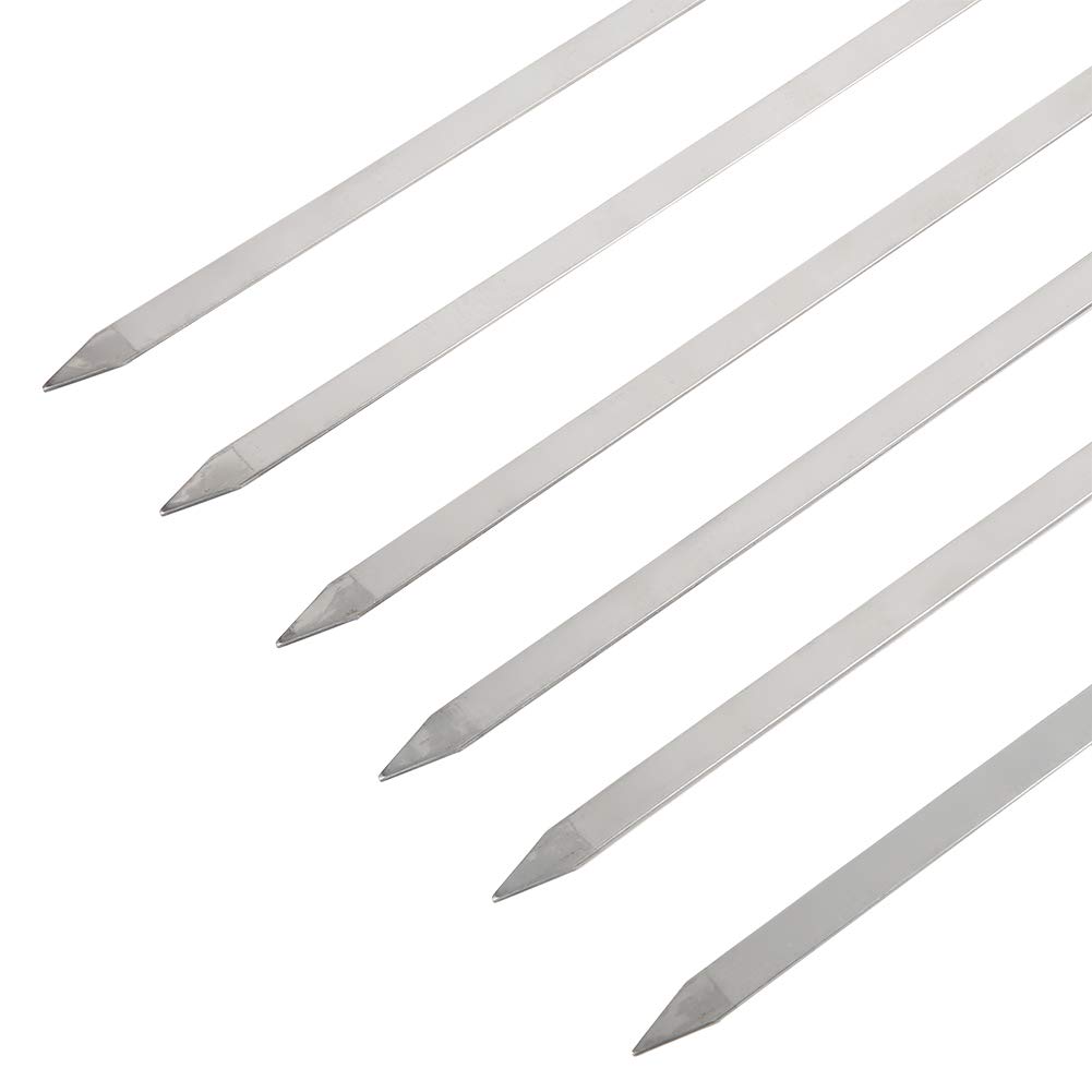 Cyrank 12 Spiedini di Kabob, in Acciaio Inox Piatto Lungo per Barbecue Spiedini per Barbecue Riutilizzabili per Barbecue Spiedini per Barbecue Spiedini per Grigliare Carne Gamberetti Pollo Verdure
