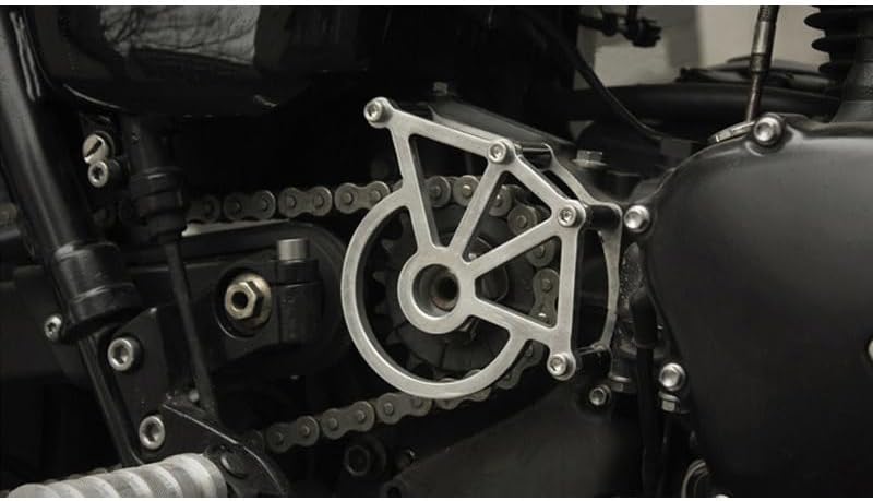 For Triumph America Hinkley Bonneville T100 SE Thruxton 900 Scrambler Speedmaster Front Sprocket Chain Guard Cover Protection Right Side Engine (Silver)