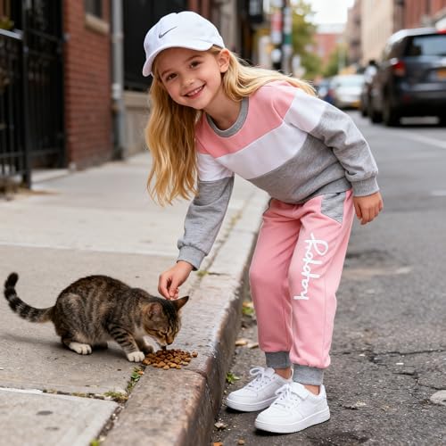 Image of Kids Toddler Girl Clothes Heart Letter Print Long-sleeved round collar top+Letter Print Pants Outfits Set