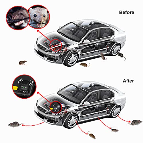 Loraffe Under Hood Animal Repeller Rodent Repellent Ultrasonic Rat Deterrent Led Strobe Lights Keep Mice Away From Car Pest Control For 12V 24V Automobile Truck Rv, Rodent Defense Vehicle Protection #TOP3