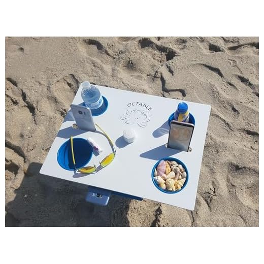 Octable Beach Table, Portable, Lightweight, Sturdy, Holds All Your Beach Gear, Perfect for The Beach, Now Comes with 8" Extender for Added Height. Other Accessories Avail.