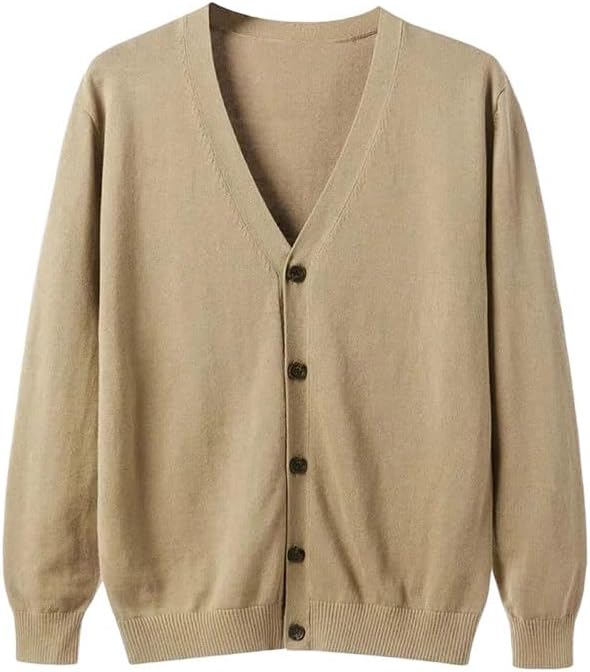 Winter Knit Sweater V-Neck Cardigan Casual Slim Fit Sweater Men's Cotton Long Sleeve Cardigan Sweaters