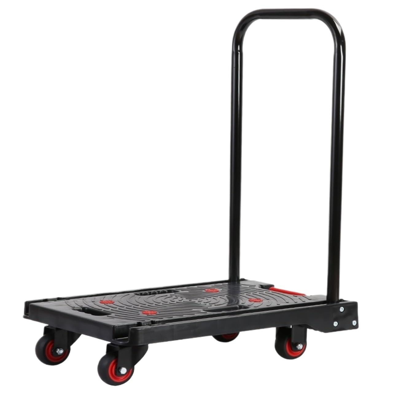 Garage Trolley Platform Truck Folding Push Cart Flatbed Dolly With Wheels Platform Hand Truck(Black)