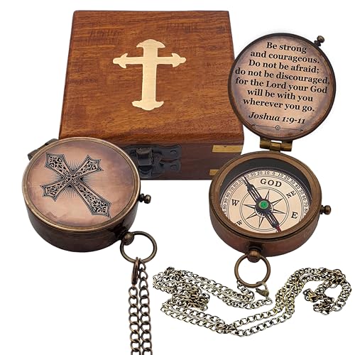 Baptism Gift Personalized Keepsake Compass Engraved Cross and Be Strong and Courageous, Confirmation Gift Ideas, Gift of Faith. Missionary miniatura 6