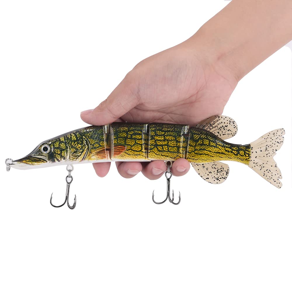 10in Large Topwater Multi Jointed Fishing Lures Bait,4 Segment Big Giant Floating Fishing Bass Lures,Crankbaits Swimbaits with Treble Hook (10IN4J-05)