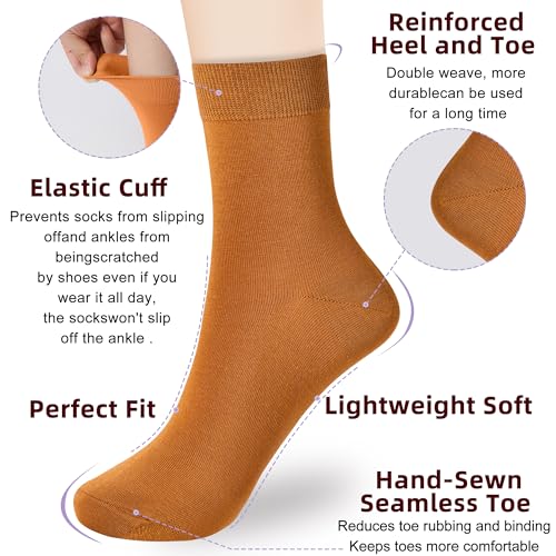 Image of Corlap Women's Thin Above Ankle Socks - 6Pairs Cotton Casual Bootie Dress Crew Socks