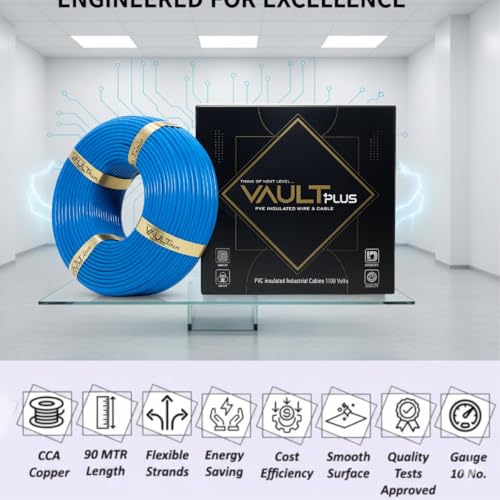 Image of VAULTPlus Blue 4MM 90 MTR CCA Copper Electrical Wire | Heavy-Duty High Conductivity Cable for Home & Industrial Wiring
