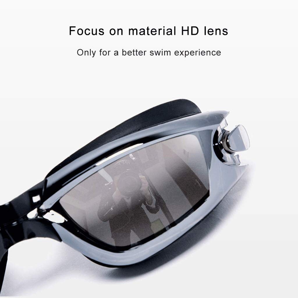 Gafas de natación, protección UV 400 antiniebla No con Fugas Visión Amplia Gafas de Piscina con tapón de oídos Nariz Clip y Estuche para Mujeres Hombres Adultos Jóvenes(1-Pack)