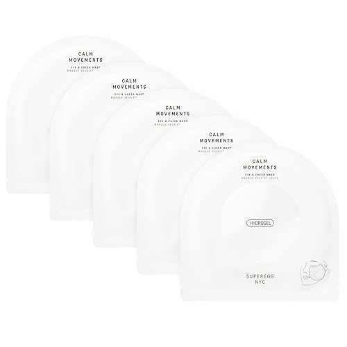 SUPEREGG Calm Movements Eye & Cheek Mask (Pack de 5): Máscara de hidrogel para piel regordeta y sedosa. Centella Asiática y Ácido Hialurónico