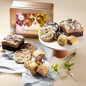 Dulcet Gift Basket Congratulations Classic Old Fashioned Gift Tin Box Assorted Gourmet Treats Ideal Gift for Men, Women, Family, and, Friends.