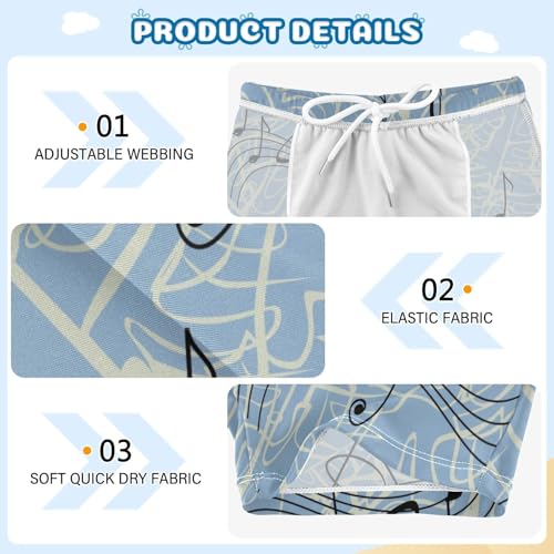 Boys Swim Trunks Quick Dry Kids Bathing Suit Music Tropical Leave Toddler Swim Shorts Boardshorts Swimwear3