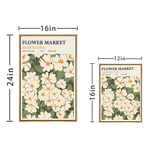 Zzuyi-Flower-Market-Print-Decor-Green-And-White-Fresh-Art-Print-Canvas-Print-for-Living-Room-Bed-Room-Office-Home-Decoration-Gift-16x-24-Natural-Framed