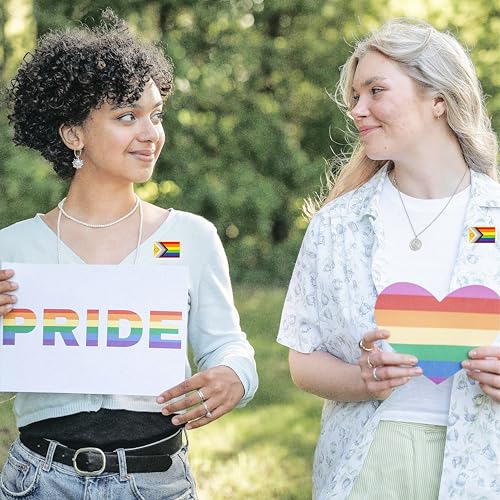 Image of HAFILO 12 /25 /50 /100 pieces small rectangle New Progress flag Pride pins inclusive progressive pride lapel pin LGBT Rainbow flag pins for Clothes Backpack Hat Decoration Souvenir gift badge bulk
