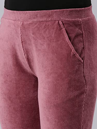 Image of GO COLORS Solid Corduroy Treggings for Women | Warmtech, Mid Rise, Side Pocket