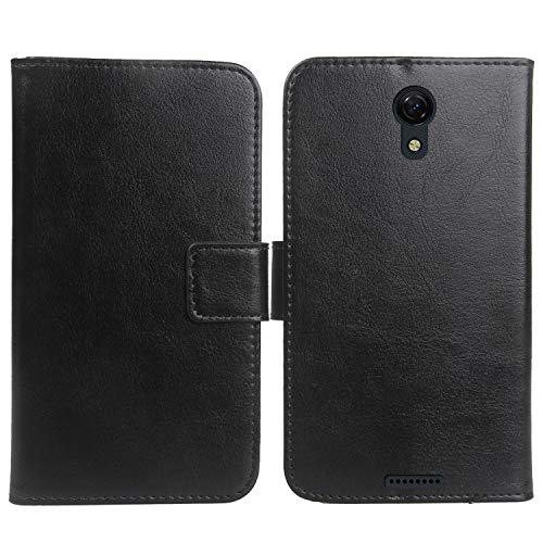 Lankashi PU Flip Leather Case TPU Silicone Shell for AT&T ATT Calypso U318AA / Cricket Vision 3 Wallet Folder Folio Cover Skin Protection Protector Bumper Book-Style (Black)