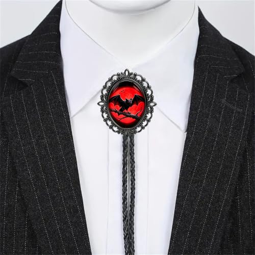 Image of Jeilwiy Bolo Tie for Men Western Cowboy Gothic Bolo Tie Necklace Halloween