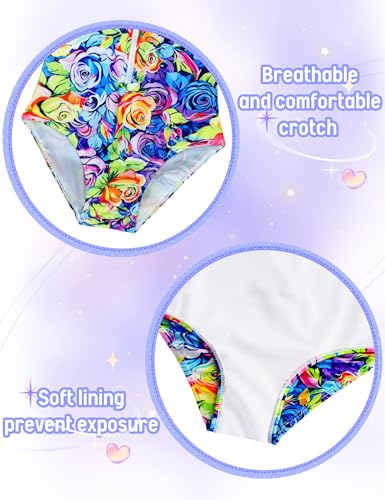 Image of Girls Long Sleeve Swimsuit Zipper Rash Guard Bathing Suit Swimwear with UPF 50+ Sun Protection for Toddler Kids
