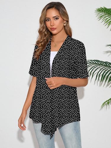 Image of Heymoments Women's Lightweight Open Front Cardigans Short Sleeve Casual Soft Knit Cardigan Sweaters with Pocket S-2XL