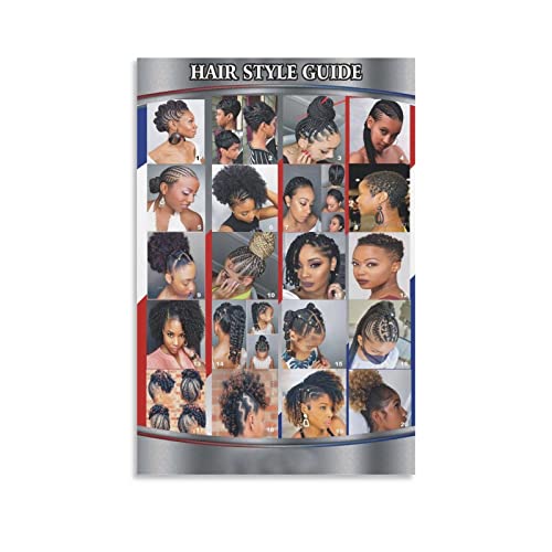 American African Braid Hairstyle Poster Girl Salon Barbershop Wall Art Canvas Print Picture Wall Art Poster for Home Family Decor 08x12inch(20x30cm) Unframe-Style