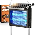 Solar Bug Zapper Outdoor, 4500V Waterproof Mosquito Zapper with 10W Solar Panel, Cordless Rechargeable Electric Fly Zapper, Mosquito Killer Lamp with Auto Sensor for Patio, Backyard, Garden, Camping