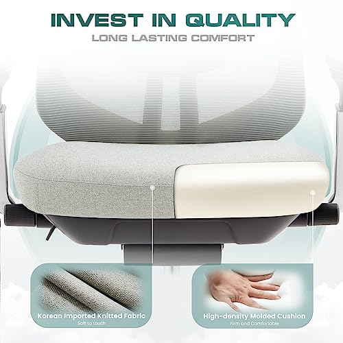 Image of COLAMY Ergonomic Mesh Office Chair, High Back Computer Executive Desk Chair with Adjustable Headrest and 4D Arms, Slide Seat, Tilt Lock-Light Grey