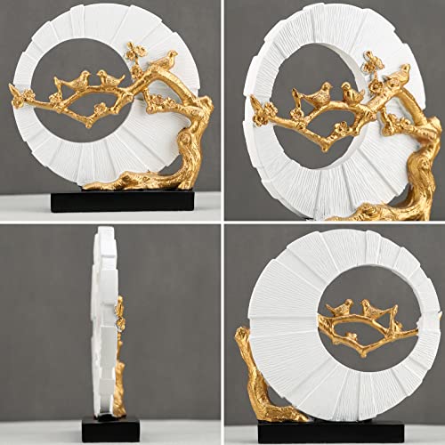 Estatua decorativa pájaro dorado y blanca miniatura 6