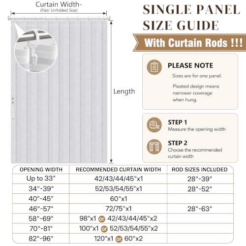 Image of AJAZZ Blackout Magnetic Door Curtain with Curtain Rods Adjustable 28-52 inch Long Accordion Door Closet Door Curtain Invisible Applicable Bedroom Room Living Room Doorway (1 Pack, 52 W x 78 L, White)
