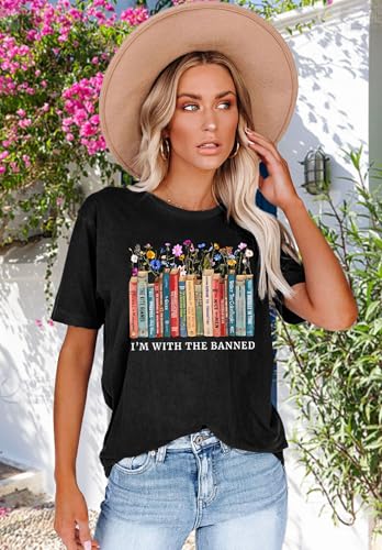 Image of Books Shirts for Women Reading T-Shirt Book Lover Tops Funny Readers Gifts Clothes Casual Librarian Tees